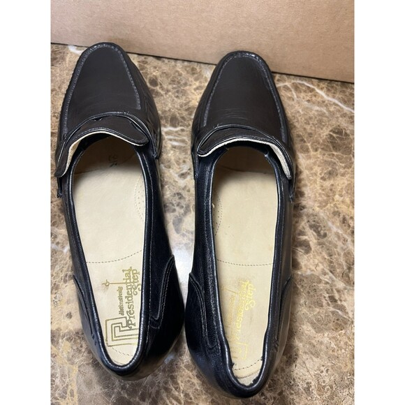 VTG 70’s HandMade In USA Men\'s Black Leather Dress Loafer 10 D PRESIDENTIAL STEP